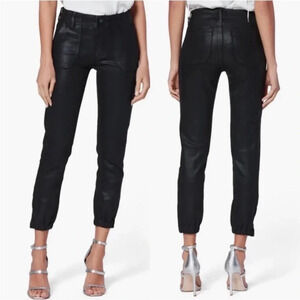 PAIGE Mayslie Coated Jogger Pants in Black Fog Luxe Coating